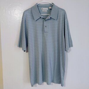 Oxford Golf Collection Blue Striped Polo L 100% Cotton Mercerized